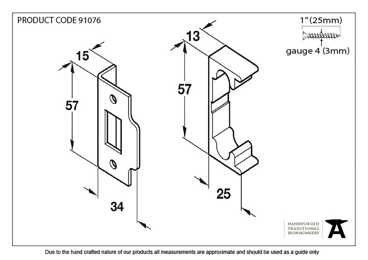 From The Anvil - Electro Brassed ½" Rebate Kit for Tubular Mortice Latch | Sku. 91076 | Trade Door Handles.