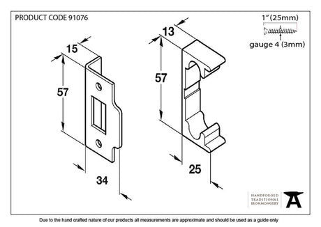 From The Anvil - Electro Brassed ½" Rebate Kit for Tubular Mortice Latch | Sku. 91076 | Trade Door Handles.