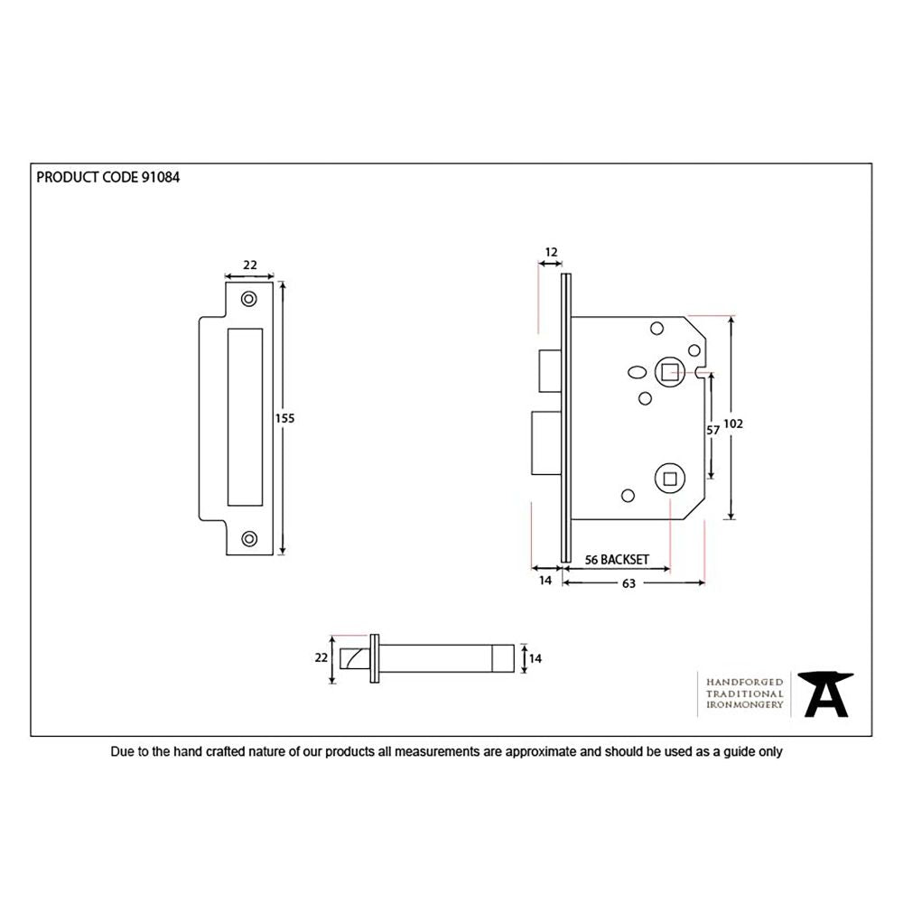 From The Anvil - Electro Brassed 3" Bathroom Mortice Lock | Sku. 91084 | Trade Door Handles.