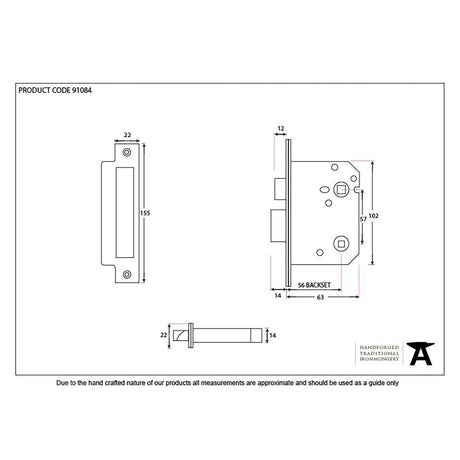 From The Anvil - Electro Brassed 3" Bathroom Mortice Lock | Sku. 91084 | Trade Door Handles.