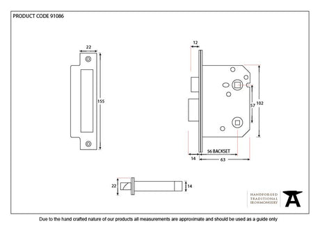 From The Anvil - Nickel 3" Bathroom Mortice Lock | Sku. 91086 | Trade Door Handles.