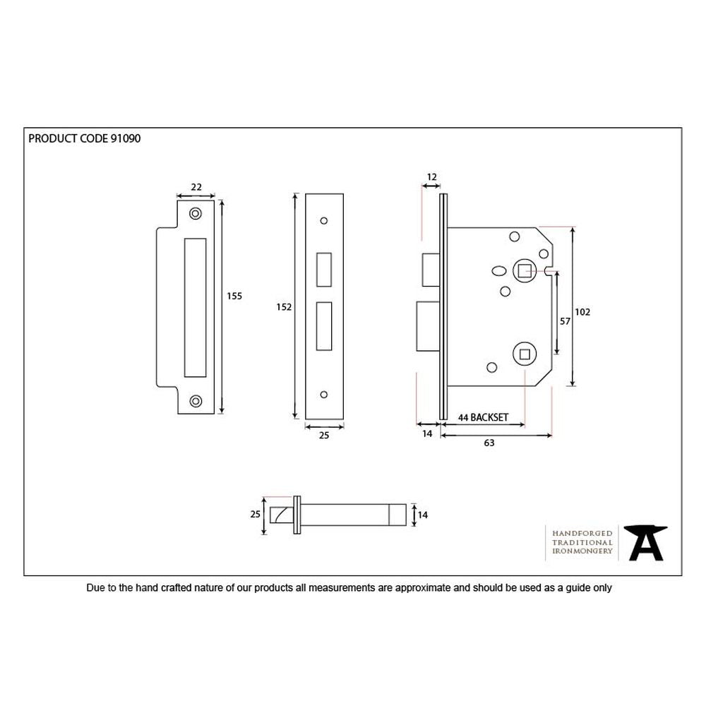 From The Anvil - Nickel 2½" Bathroom Mortice Lock | Sku. 91090 | Trade Door Handles.
