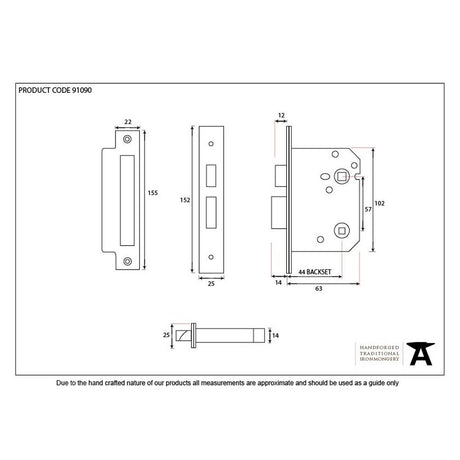 From The Anvil - Nickel 2½" Bathroom Mortice Lock | Sku. 91090 | Trade Door Handles.