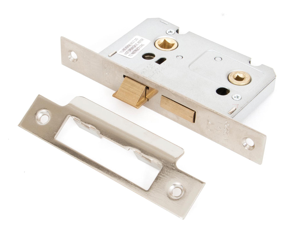 From The Anvil - Nickel 2½" Bathroom Mortice Lock | Sku. 91090 | Trade Door Handles.