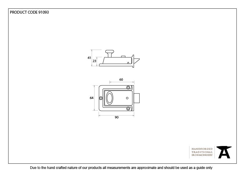 From The Anvil - Black Traditional Case Night Latch | Sku. 91093 | Trade Door Handles.