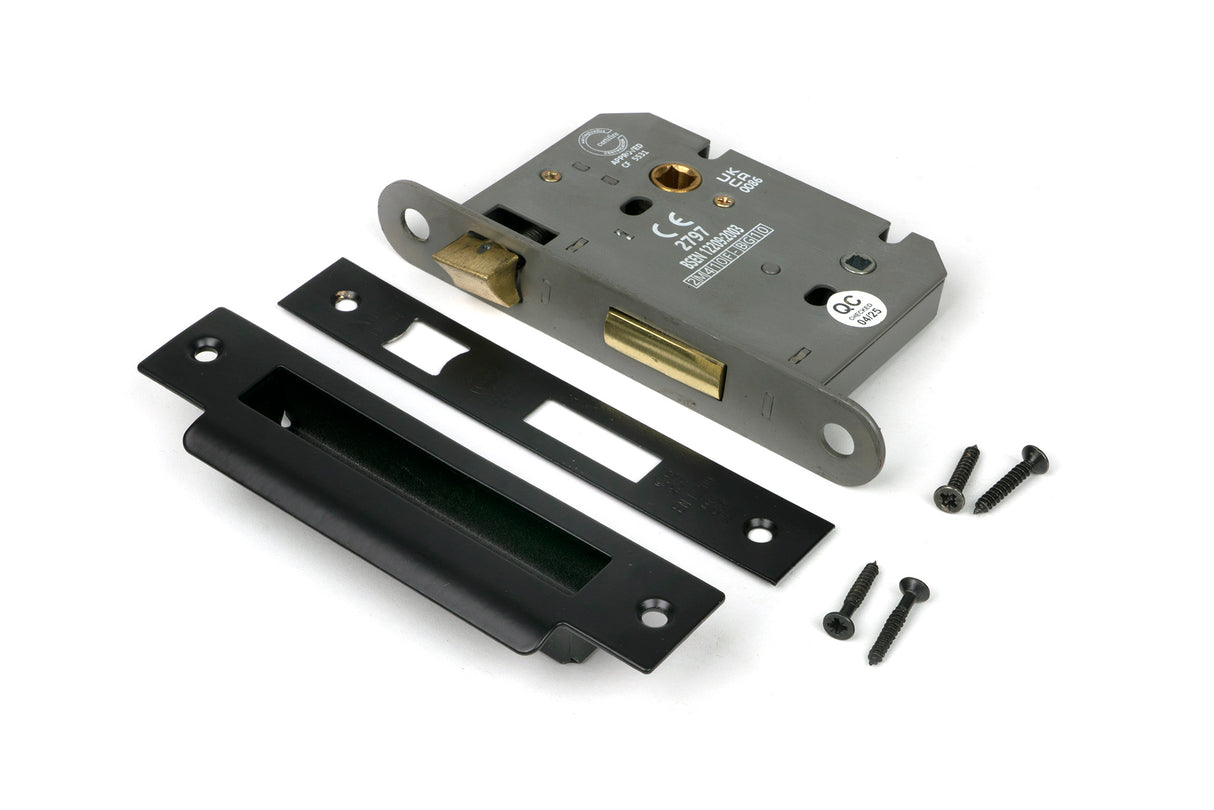 From The Anvil - Black 3" Heavy Duty Bathroom Mortice Lock | Sku. 91108 | Trade Door Handles.