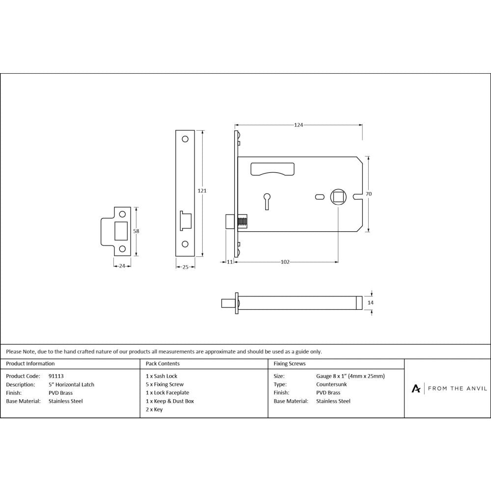 From The Anvil - PVD 5" Horizontal Latch | Sku. 91113 | Trade Door Handles.