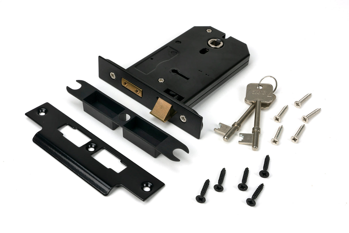 From The Anvil - Black 5" Horizontal 3 Lever Sash Lock | Sku. 91116 | Trade Door Handles.