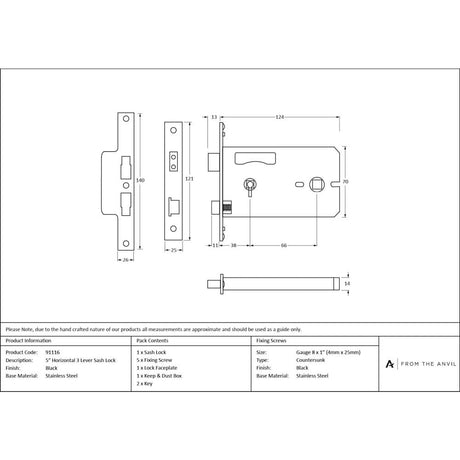 From The Anvil - Black 5" Horizontal Bathroom Lock | Sku. 91117 | Trade Door Handles.