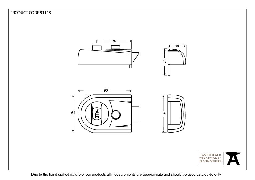 From The Anvil - Black Modern Case Night Latch | Sku. 91118 | Trade Door Handles.