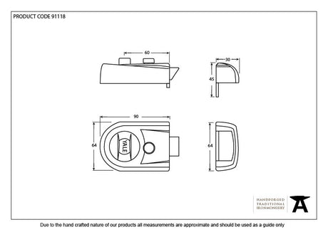 From The Anvil - Black Modern Case Night Latch | Sku. 91118 | Trade Door Handles.