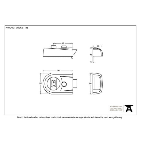 From The Anvil - Black Modern Case Night Latch | Sku. 91118 | Trade Door Handles.