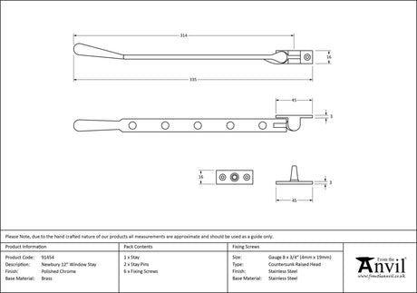From The Anvil - Polished Chrome 12" Newbury Stay | Sku. 91454 | Trade Door Handles.