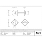 From The Anvil - External Beeswax Diamond Bathroom Thumbturn | Sku. 91507 | Trade Door Handles.