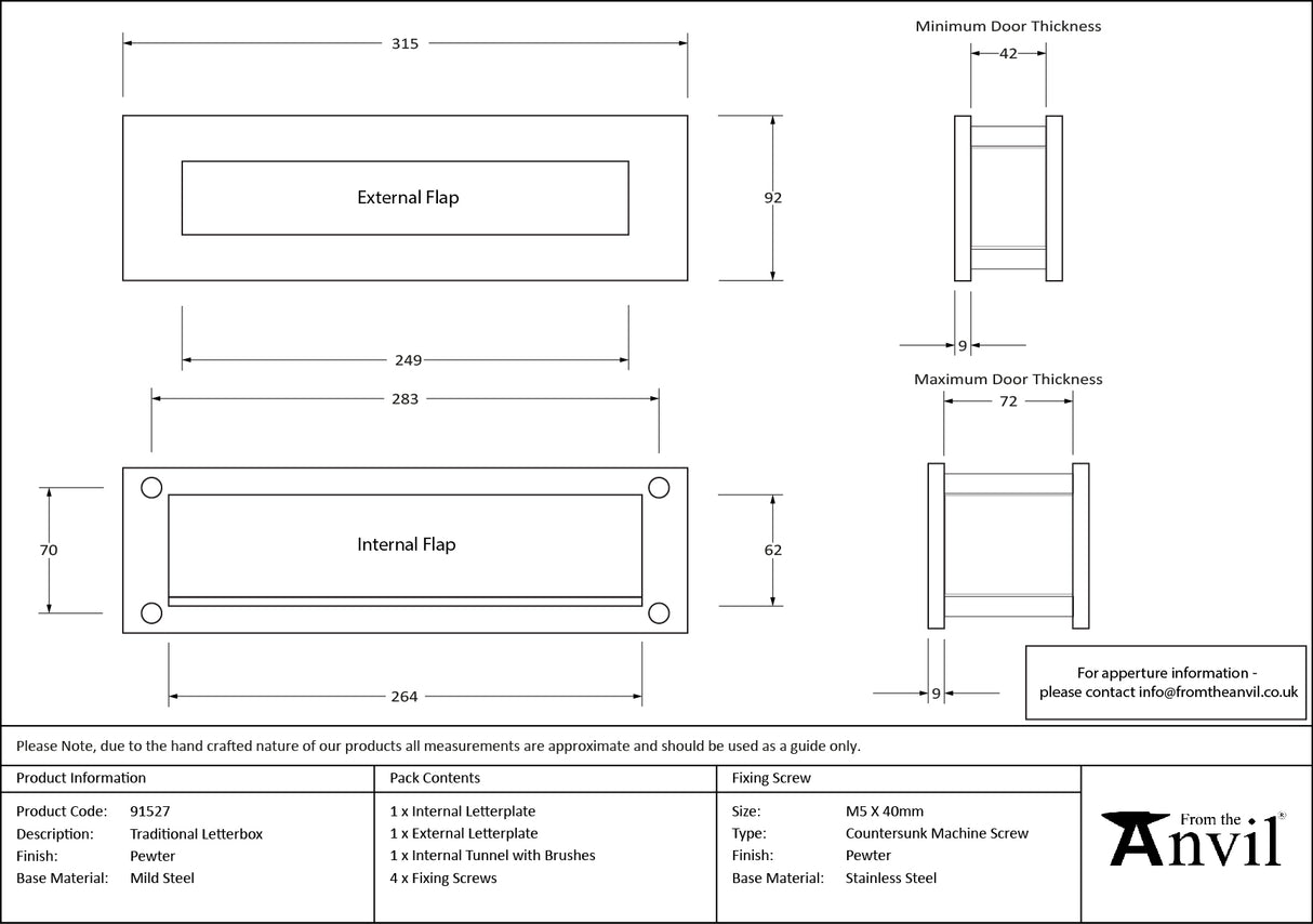 From The Anvil - Pewter Traditional Letterbox | Sku. 91527 | Trade Door Handles.