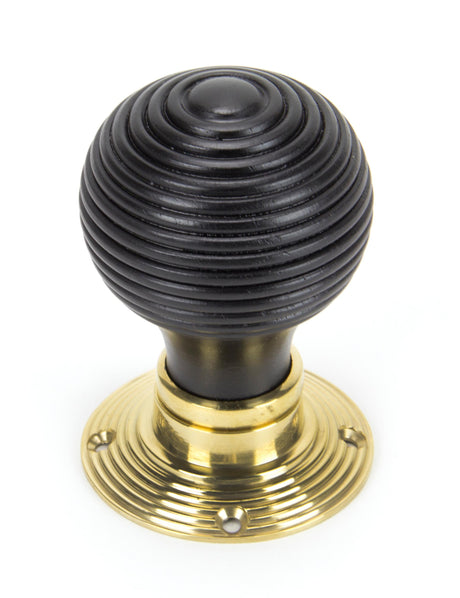From The Anvil - Ebony & Polished Brass Beehive Mortice/Rim Knob Set | Sku. 91729 | Trade Door Handles.