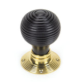 From The Anvil - Ebony & Polished Brass Beehive Mortice/Rim Knob Set | Sku. 91729 | Trade Door Handles.