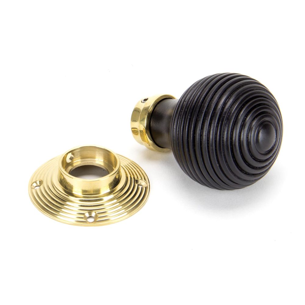 From The Anvil - Ebony & Polished Brass Beehive Mortice/Rim Knob Set | Sku. 91729 | Trade Door Handles.