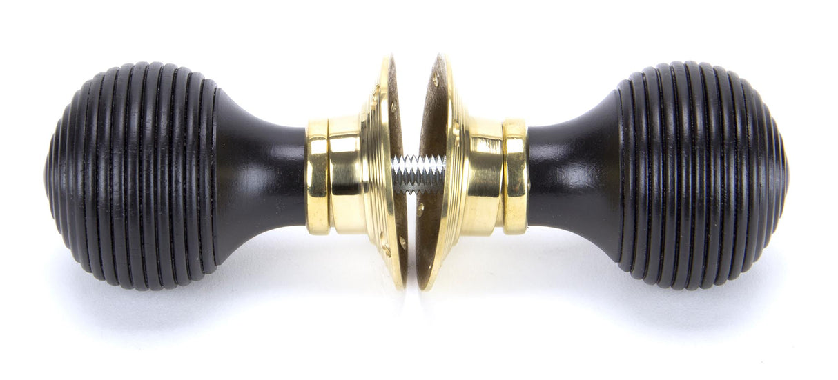 From The Anvil - Ebony & Polished Brass Beehive Mortice/Rim Knob Set | Sku. 91729 | Trade Door Handles.