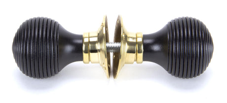 From The Anvil - Ebony & Polished Brass Beehive Mortice/Rim Knob Set | Sku. 91729 | Trade Door Handles.