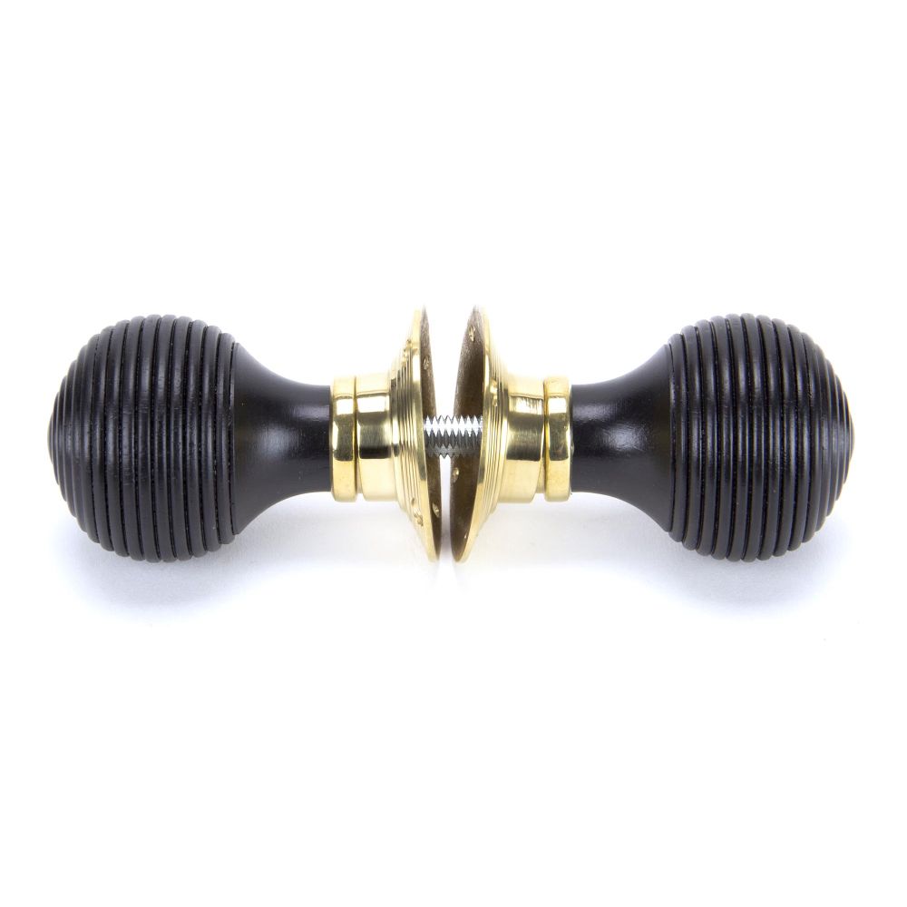 From The Anvil - Ebony & Polished Brass Beehive Mortice/Rim Knob Set | Sku. 91729 | Trade Door Handles.