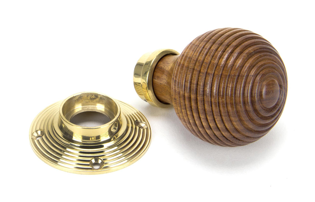 From The Anvil - Rosewood & Polished Brass Beehive Mortice/Rim Knob Set | Sku. 91787 | Trade Door Handles.