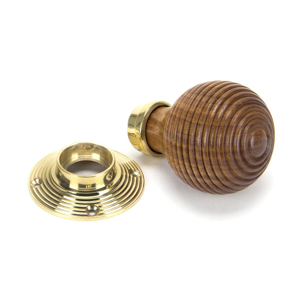 From The Anvil - Rosewood & Polished Brass Beehive Mortice/Rim Knob Set | Sku. 91787 | Trade Door Handles.