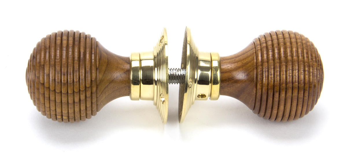 From The Anvil - Rosewood & Polished Brass Beehive Mortice/Rim Knob Set | Sku. 91787 | Trade Door Handles.