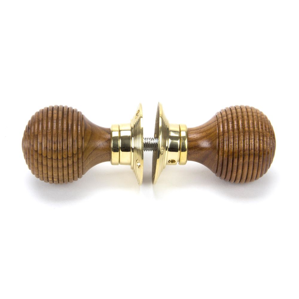 From The Anvil - Rosewood & Polished Brass Beehive Mortice/Rim Knob Set | Sku. 91787 | Trade Door Handles.
