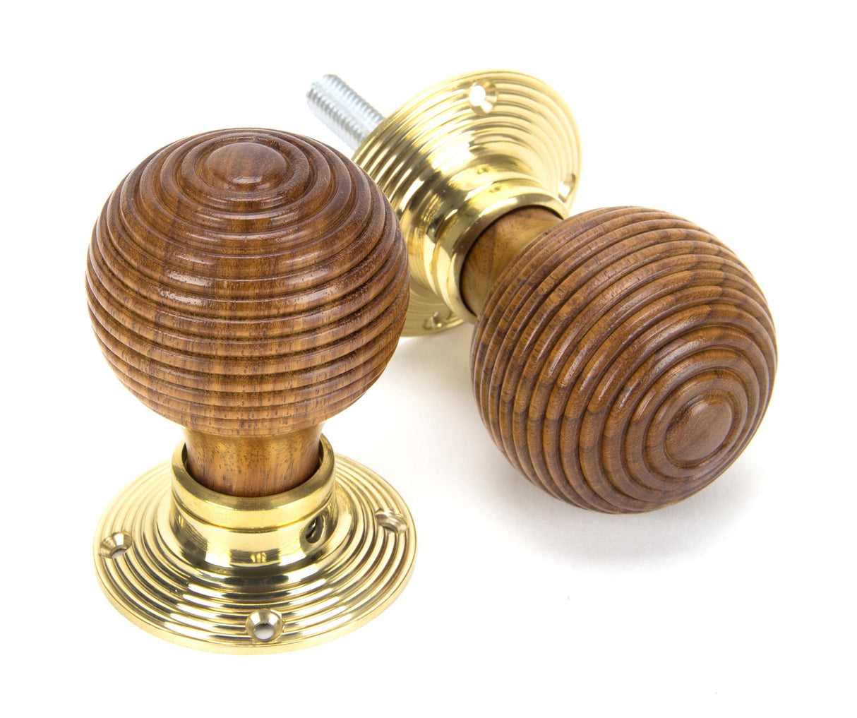 From The Anvil - Rosewood & Polished Brass Beehive Mortice/Rim Knob Set | Sku. 91787 | Trade Door Handles.