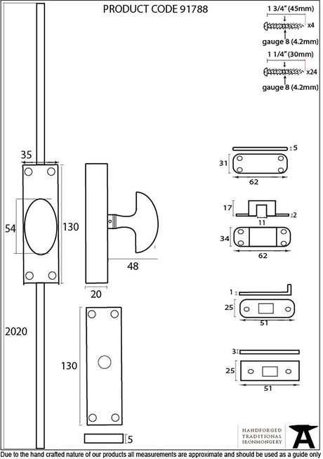 From The Anvil - Pewter Cremone Bolt | Sku. 91788 | Trade Door Handles.