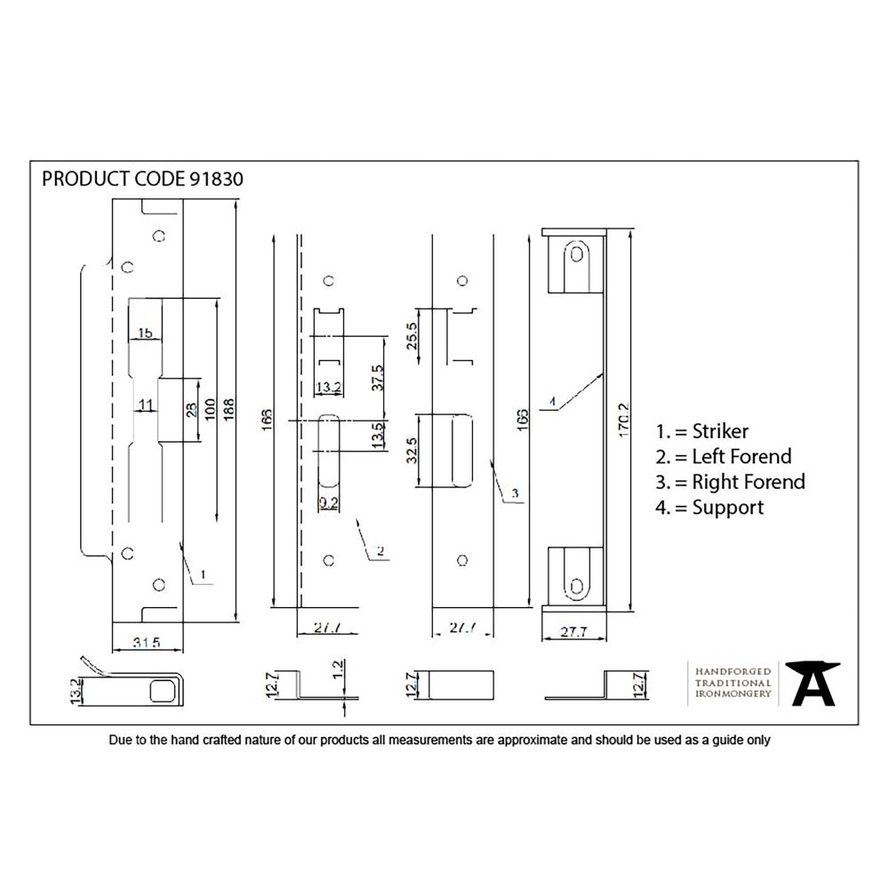 From The Anvil - PVD 1/2" Rebate Kit for Sash Lock | Sku. 91830 | Trade Door Handles.