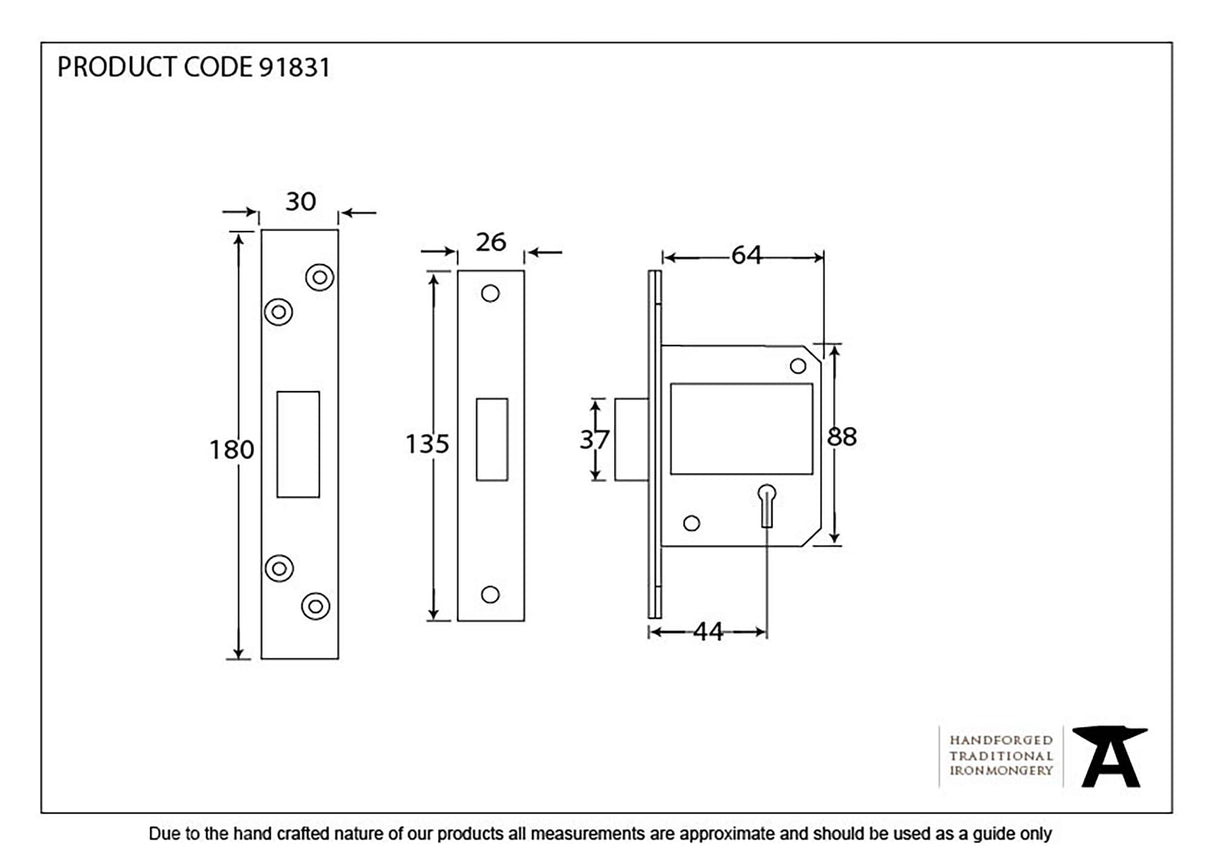 From The Anvil - PVD 2½" 5 Lever BS Deadlock | Sku. 91831 | Trade Door Handles.
