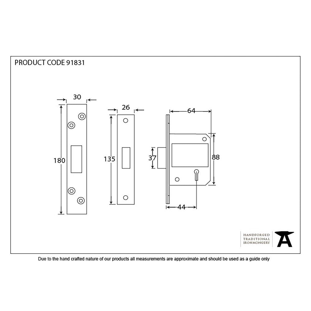 From The Anvil - PVD 2½" 5 Lever BS Deadlock | Sku. 91831 | Trade Door Handles.