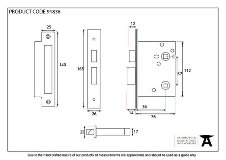 From The Anvil - PVD 3" Heavy Duty Bathroom Mortice Lock | Sku. 91836 | Trade Door Handles.