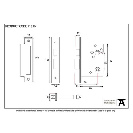 From The Anvil - PVD 3" Heavy Duty Bathroom Mortice Lock | Sku. 91836 | Trade Door Handles.