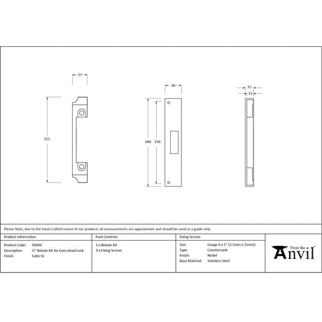 From The Anvil - SSS ½" Euro Dead Lock Rebate Kit | Sku. 91844 | Trade Door Handles.