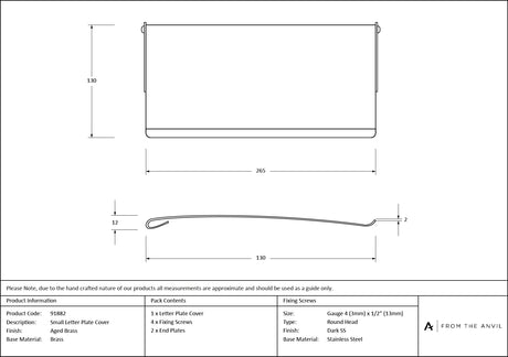 From The Anvil - Aged Brass Small Letter Plate Cover | Sku. 91882 | Trade Door Handles.