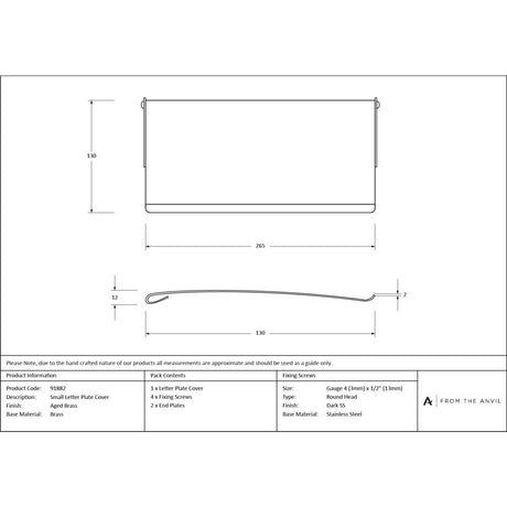 From The Anvil - Aged Brass Small Letter Plate Cover | Sku. 91882 | Trade Door Handles.