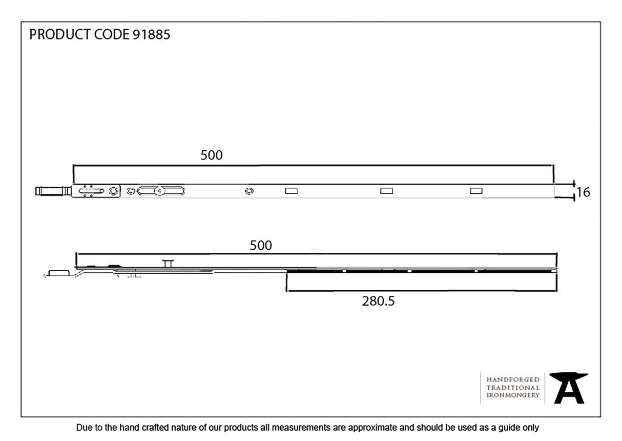 From The Anvil - BZP 500mm Extension Piece for Espag Door Locks | Sku. 91885 | Trade Door Handles.