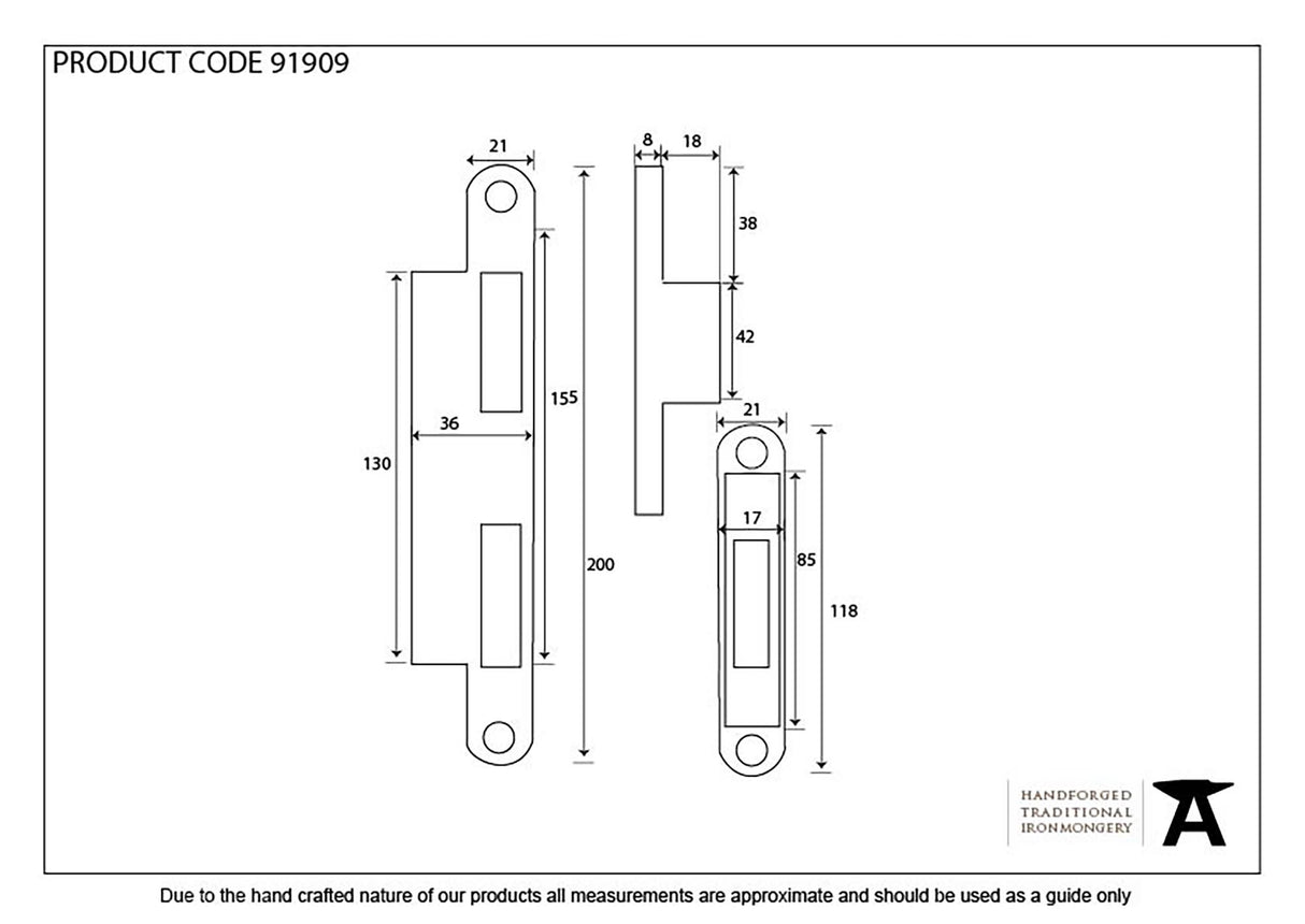 From The Anvil - Bright Zinc Plated Espag Keep Set - 44mm Door | Sku. 91909 | Trade Door Handles.
