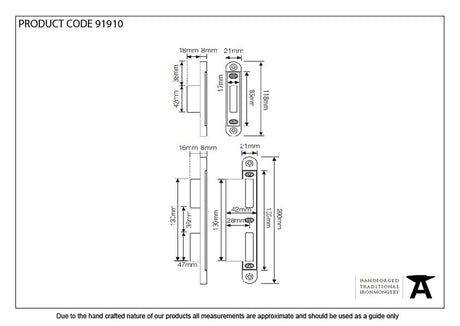 From The Anvil - Bright Zinc Plated Espag Keep Set - 57mm Door | Sku. 91910 | Trade Door Handles.
