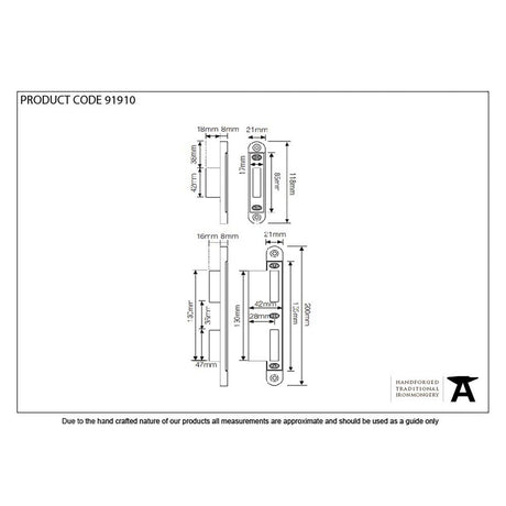 From The Anvil - Bright Zinc Plated Espag Keep Set - 57mm Door | Sku. 91910 | Trade Door Handles.