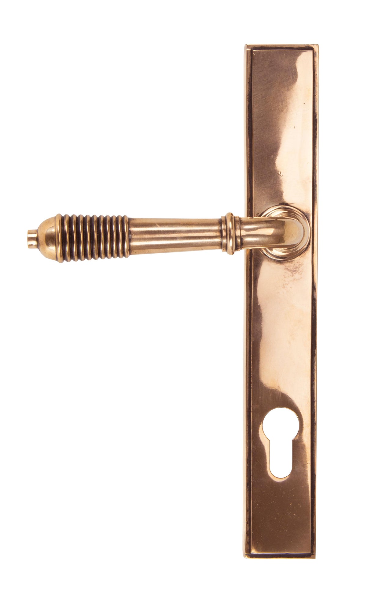From The Anvil - Polished Bronze Reeded Slimline Lever Espag. Lock | Sku. 91912 | Trade Door Handles.