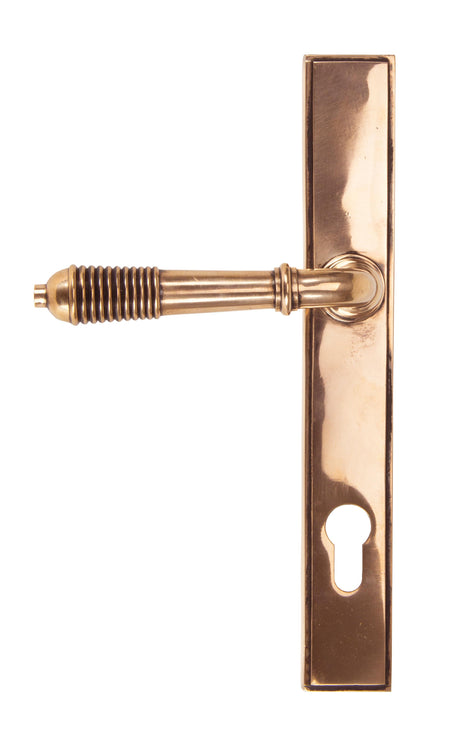 From The Anvil - Polished Bronze Reeded Slimline Lever Espag. Lock | Sku. 91912 | Trade Door Handles.