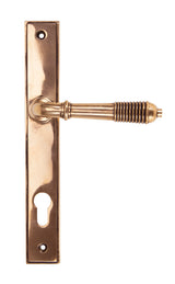 From The Anvil - Polished Bronze Reeded Slimline Lever Espag. Lock | Sku. 91912 | Trade Door Handles.