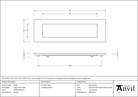 From The Anvil - Polished Bronze Large Letter Plate | Sku. 91932 | Trade Door Handles.