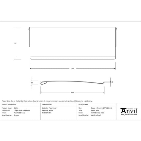 From The Anvil - Polished Bronze Large Letter Plate Cover | Sku. 91934 | Trade Door Handles.