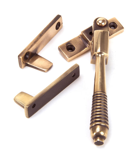 From The Anvil - Polished Bronze Night-Vent Locking Reeded Fastener | Sku. 91941 | Trade Door Handles.
