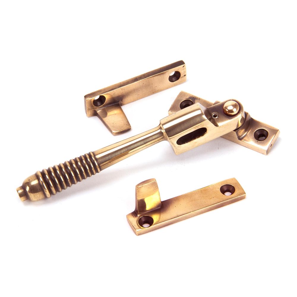 From The Anvil - Polished Bronze Night-Vent Locking Reeded Fastener | Sku. 91941 | Trade Door Handles.
